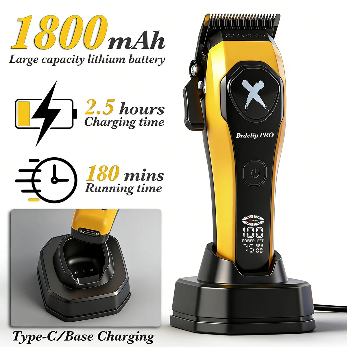 BRDCLIP 619 339 Hair Clippers Cordless Clippers Barber Electric
