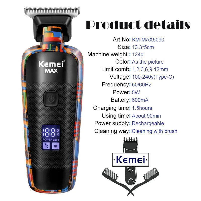 Kemei Digital Display Professional Barber Pusher For Men