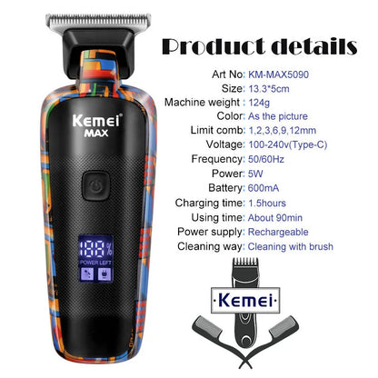 Kemei Digital Display Professional Barber Pusher For Men