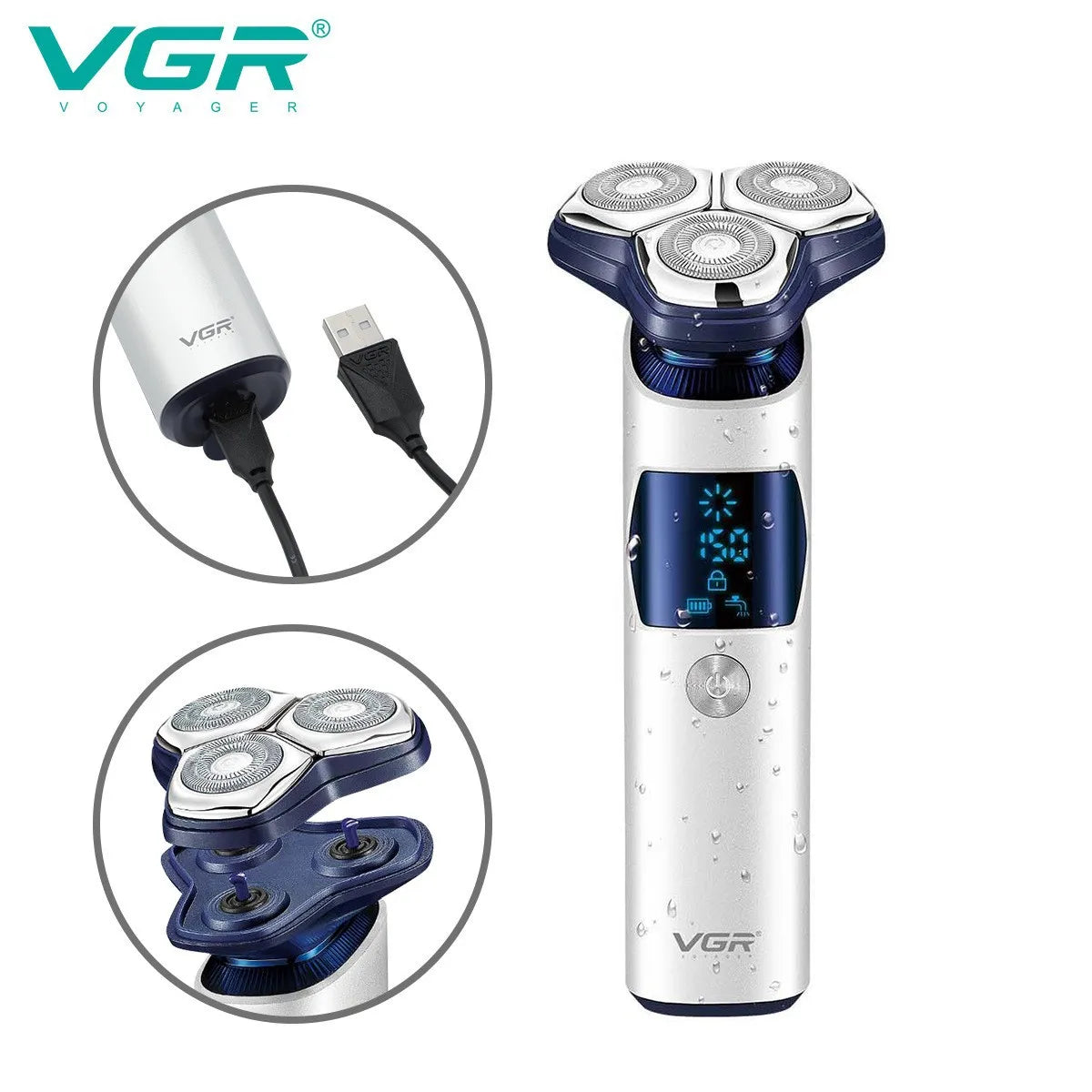 VGR Shaver Electric Razor Waterproof USB Beard Trimmer V-328