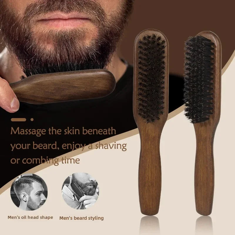 Wood Handle Boar Bristle Beard Brush Shaving Tool