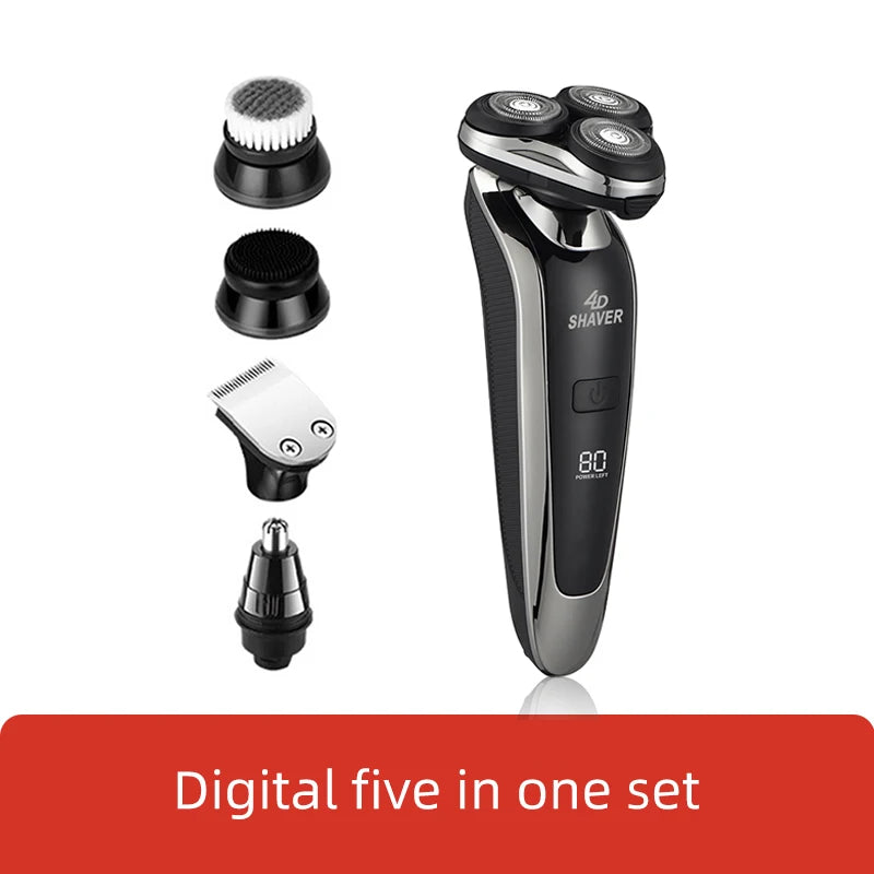 5-in-1 Men's electric shaver rechargeable rotary shaver