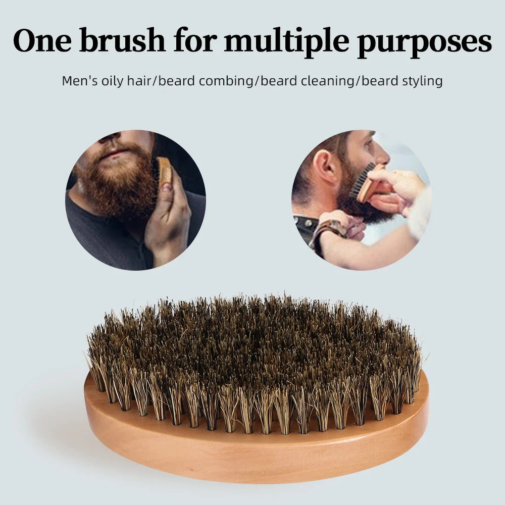 Hair Brush Boar Bristle For Men's Beard Brush Portable  Comb