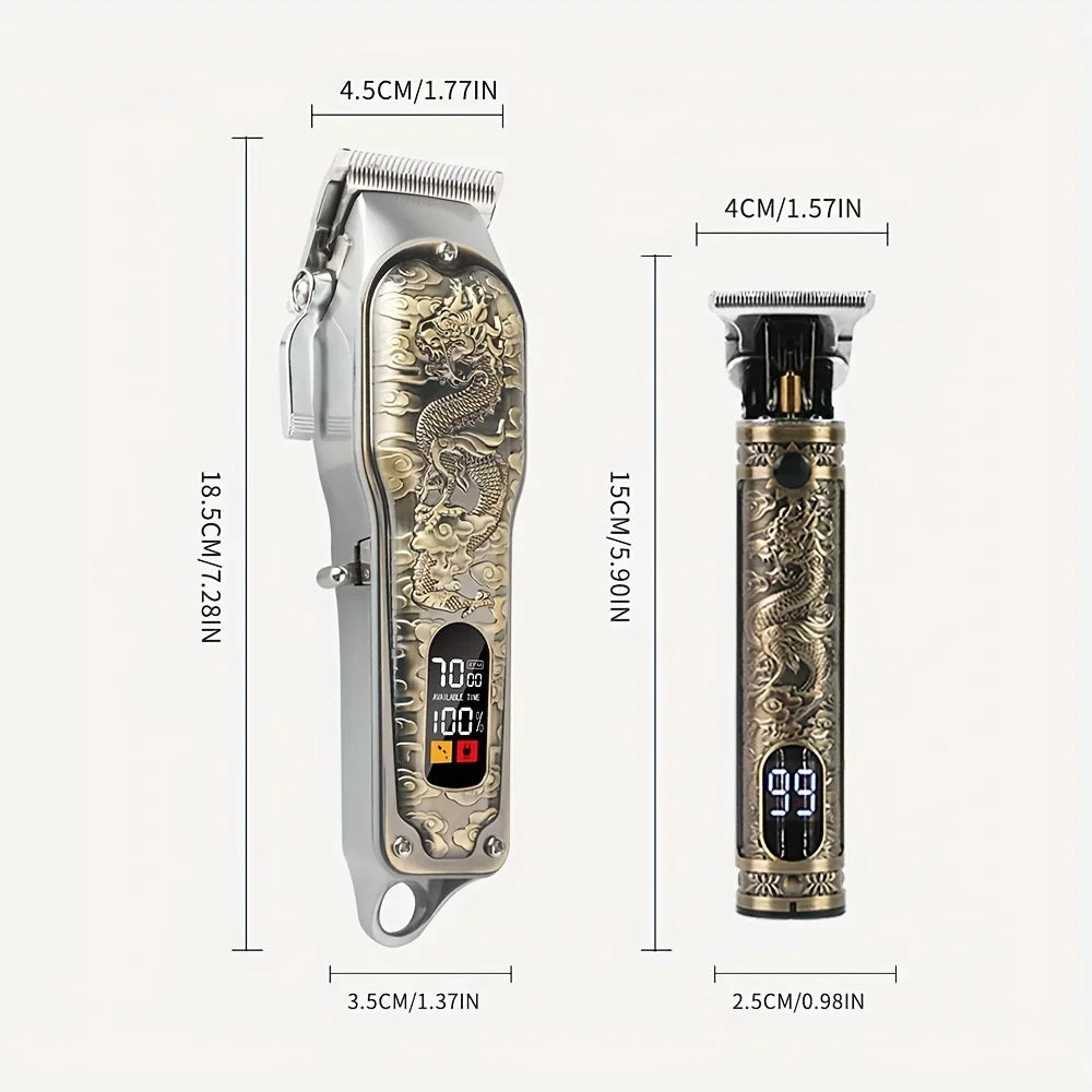 2pcs Set Professional Hair Clippers Set, Cordless Portable Electric Shaver