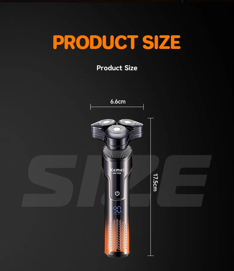 KEMEI Electric Shaver Rotary Beard Trimmer Hair Cutting Shaving