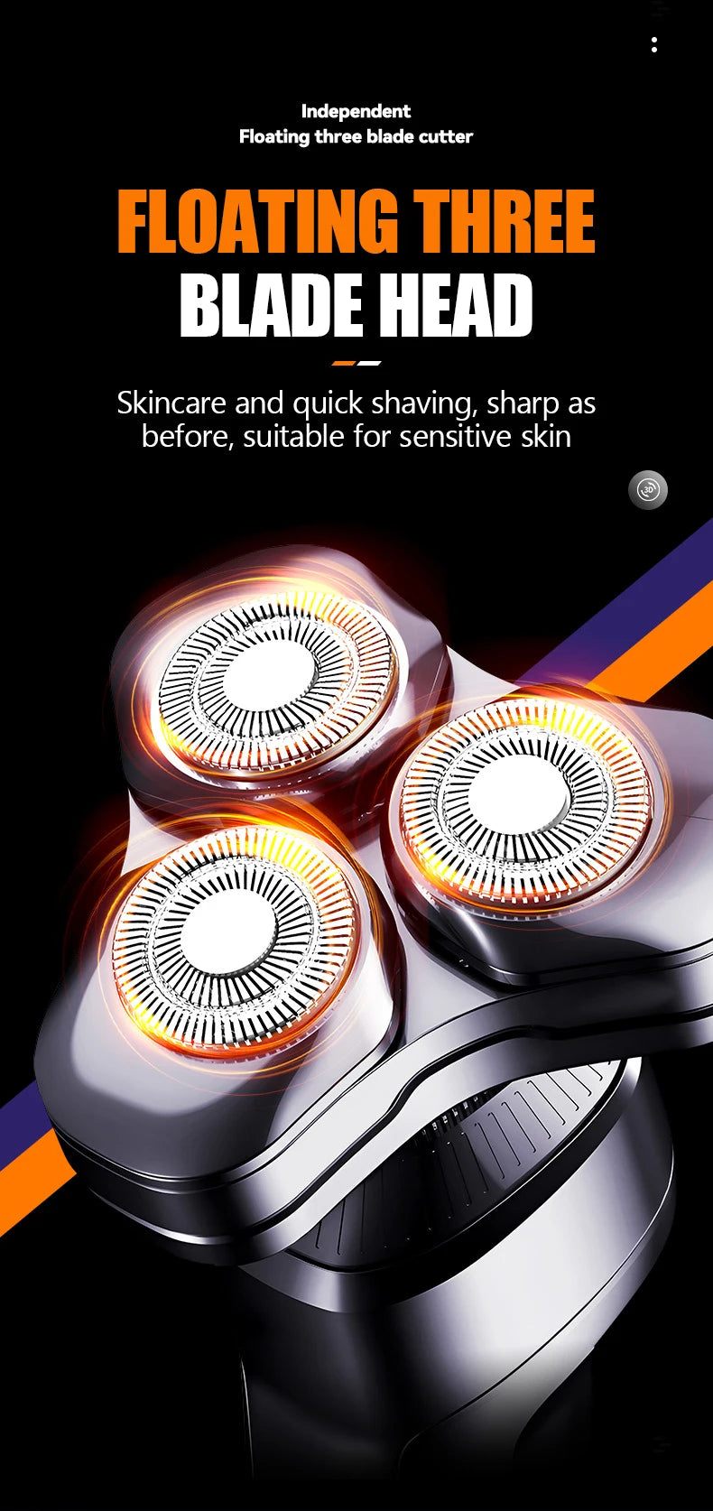 KEMEI Electric Shaver Rotary Beard Trimmer Hair Cutting Shaving