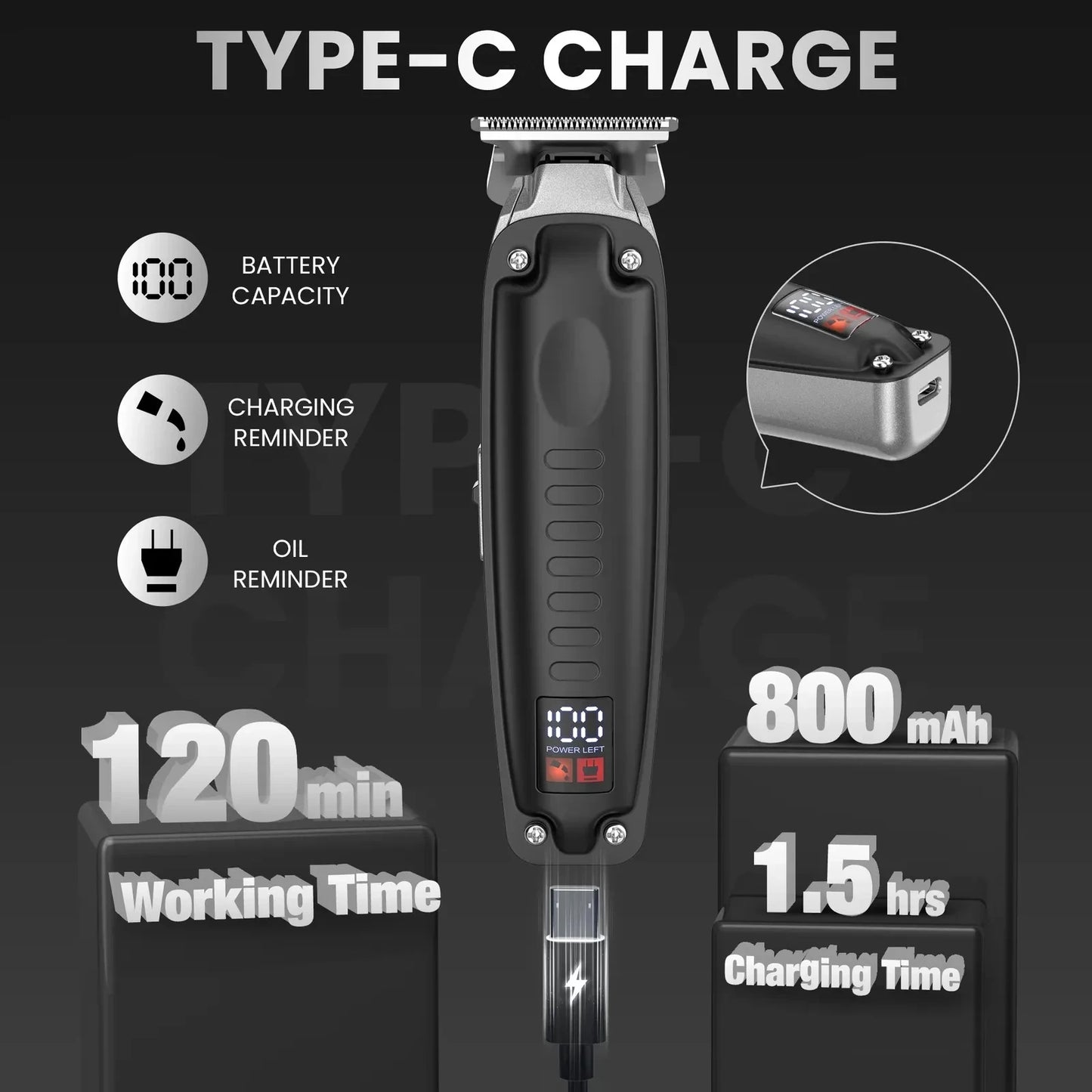 Professional Men's Hair Clipper Kit Cordless Trimmer