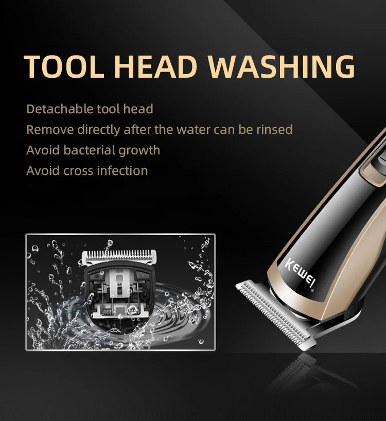 Kemei KM-418 Hair Clipper - Waterproof Rechargeable Hair Trimmer 60min 3W
