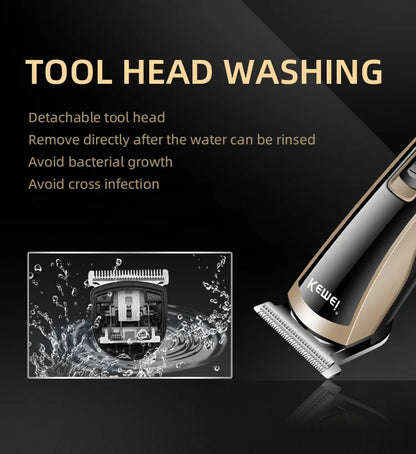 Kemei KM-418 Hair Clipper - Waterproof Rechargeable Hair Trimmer 60min 3W