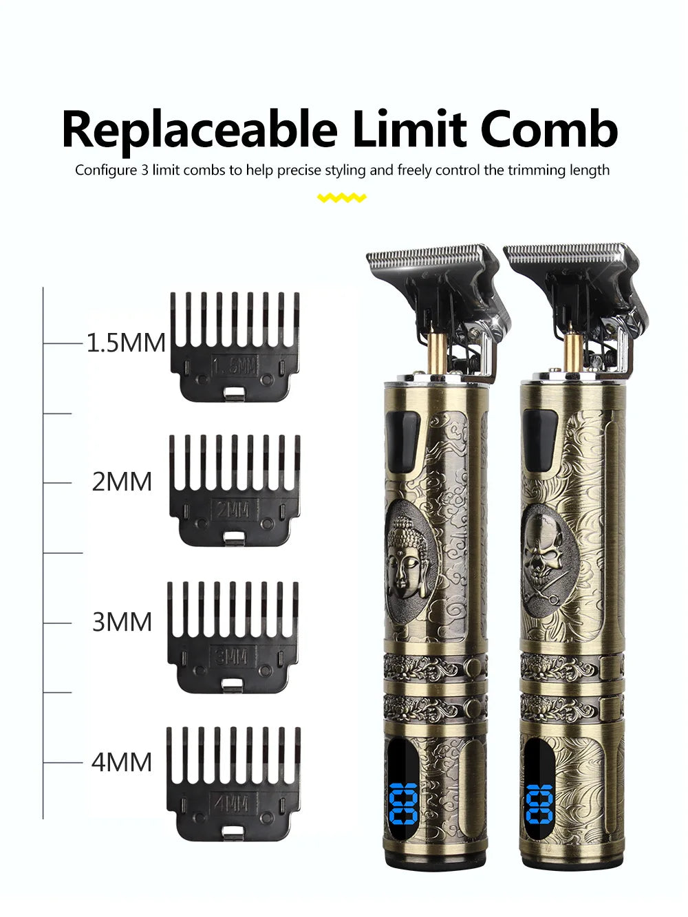 T9 LCD Electric Hairdresser Oil Shaving Head Trimmer