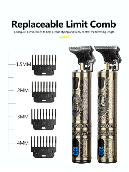 T9 LCD Electric Hairdresser Oil Shaving Head Trimmer