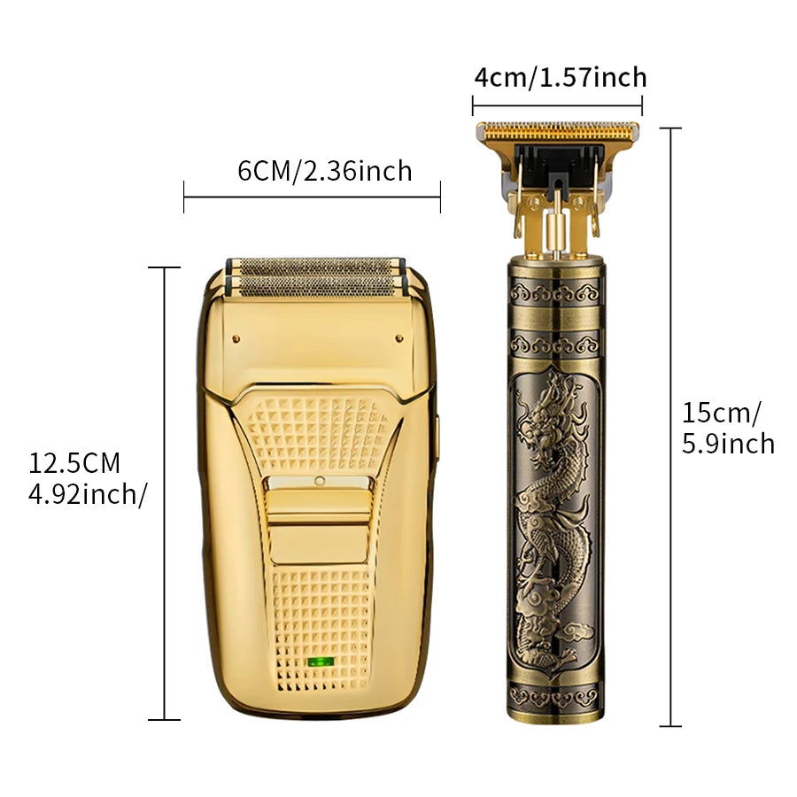 Men's hair clipper and electric shaver set for beards