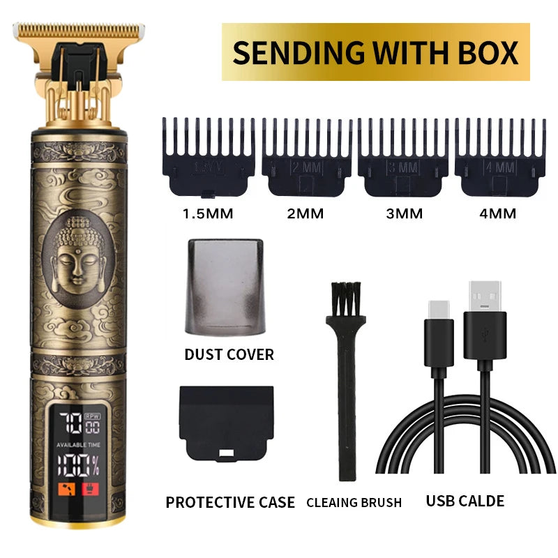 Electric Barber T9 Upgraded LCD Rechargeable Retro Oil Head