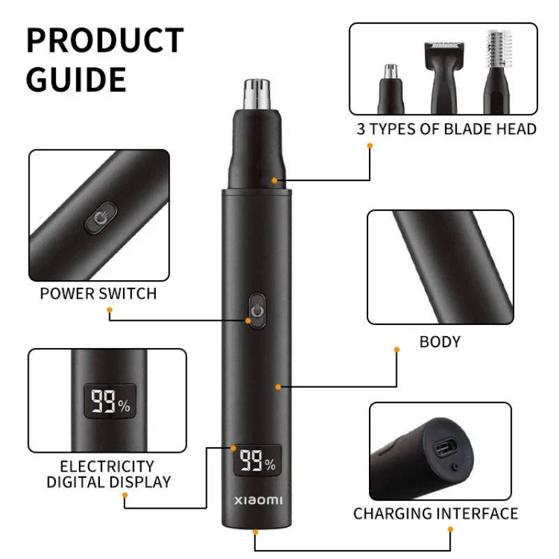 XIAOMI New 3 in 1 Electric Rechargeable Nose Ear Hair Trimmer