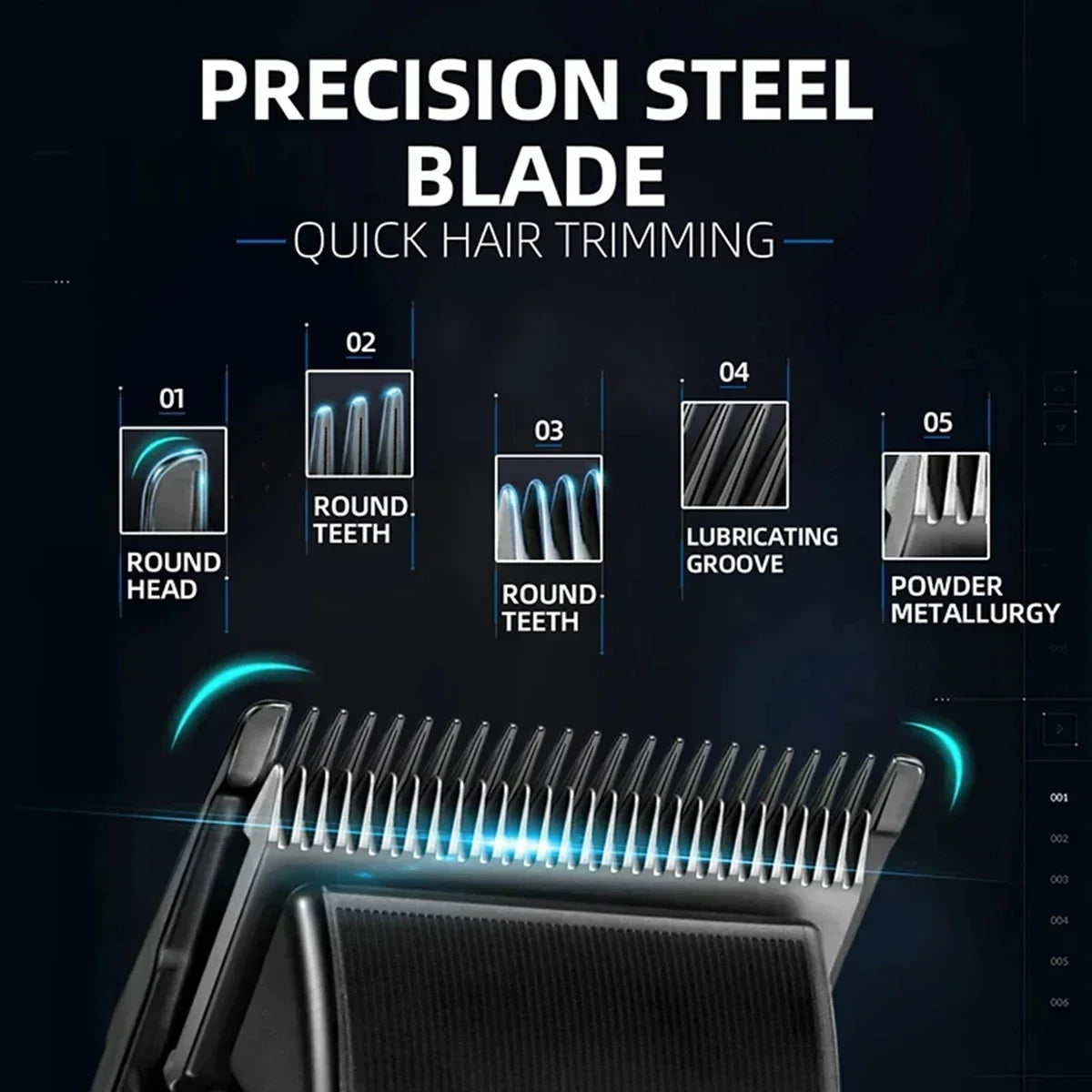 9000RPM Kemei KM-1858 Men's Hair Clipper DLC Blade LED Display