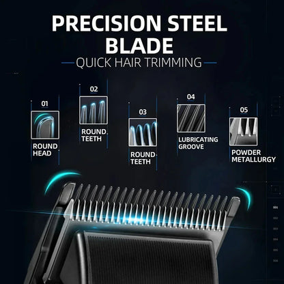 9000RPM Kemei KM-1858 Men's Hair Clipper DLC Blade LED Display