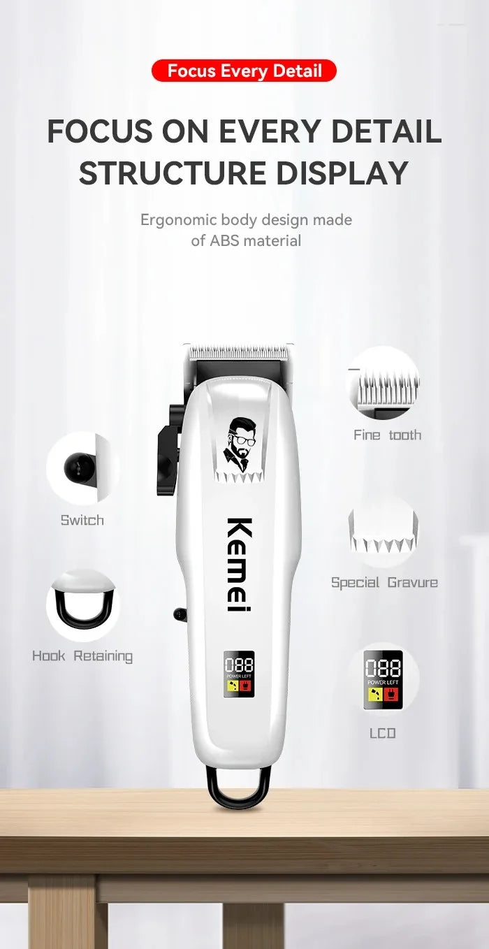 Kemei KM-PG809A KM-PG232 LCD USB Charging Hair Clipper