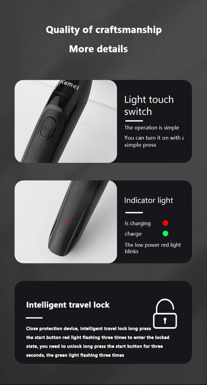 KM-114 3in1 Electric shaver for men wet dry electric razor