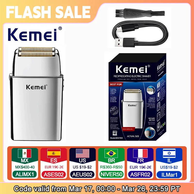 Kemei KM-TX5 Premium Chargeable Battery Electric Shaver