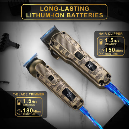 2PC Professional Hair Cutting Machine Cordless Beard Trimmer