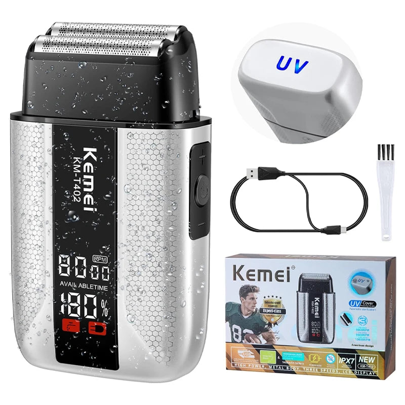 KEMEI T402 Professional Foil Shavers for Men IPX7 Waterproof
