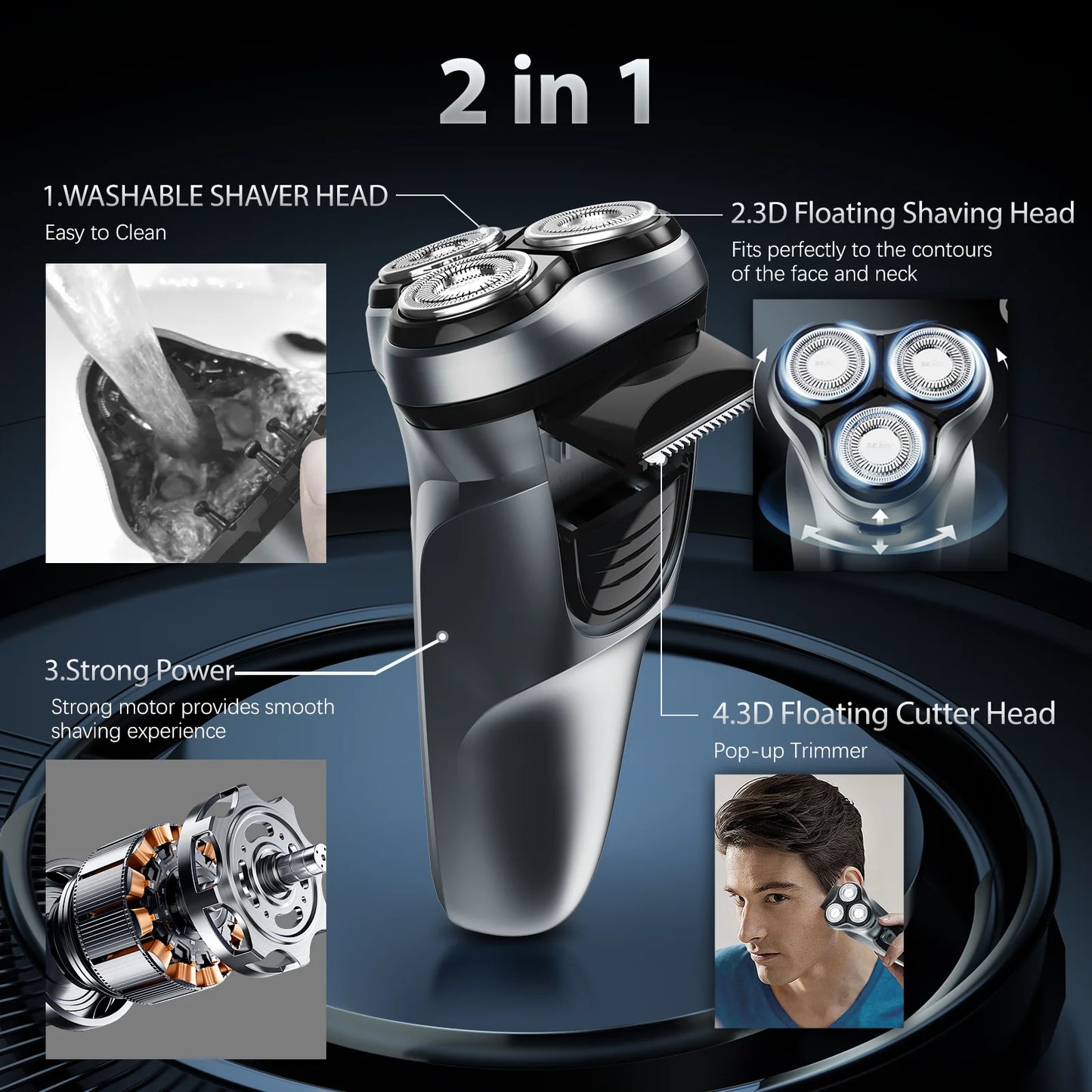 Sejoy Beard Shavers for Men Electric Razor Cordless