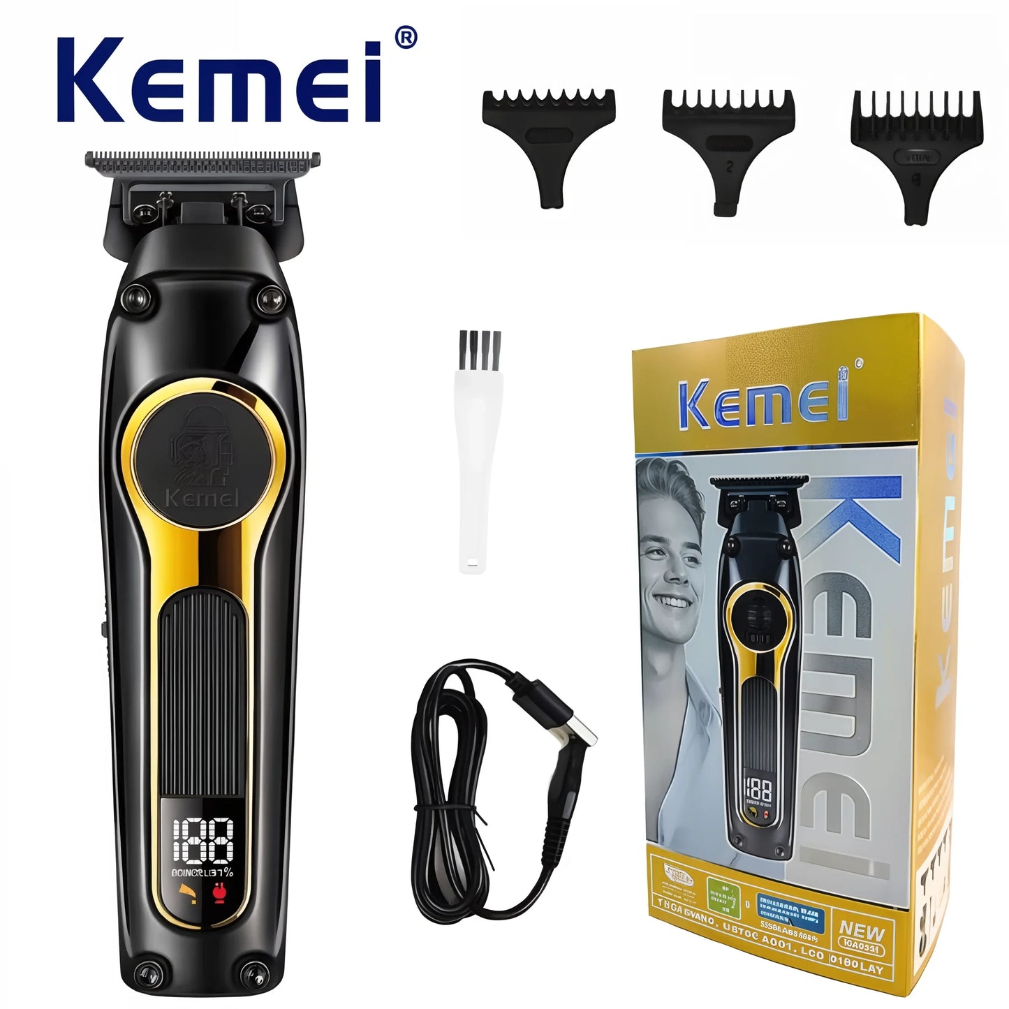 KEMEI KM--2351 USB Rechargeable Hair Clippers DLC Blade