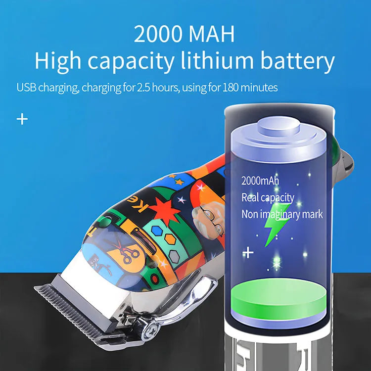 Kemei Graffiti Electric Hair Clipper Kit Men's Electric Shaver