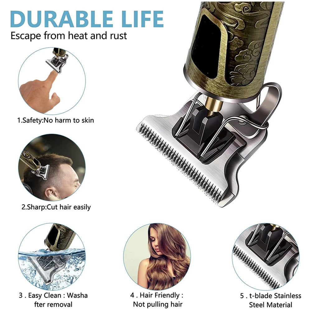 T9 LCD Electric Hairdresser Oil Shaving Head Electric Clipper