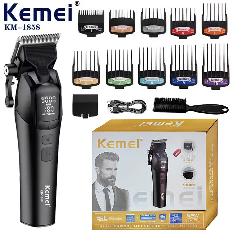 KEMEI 1858 DLC Blade Electric Hair Clipper Professional Barber