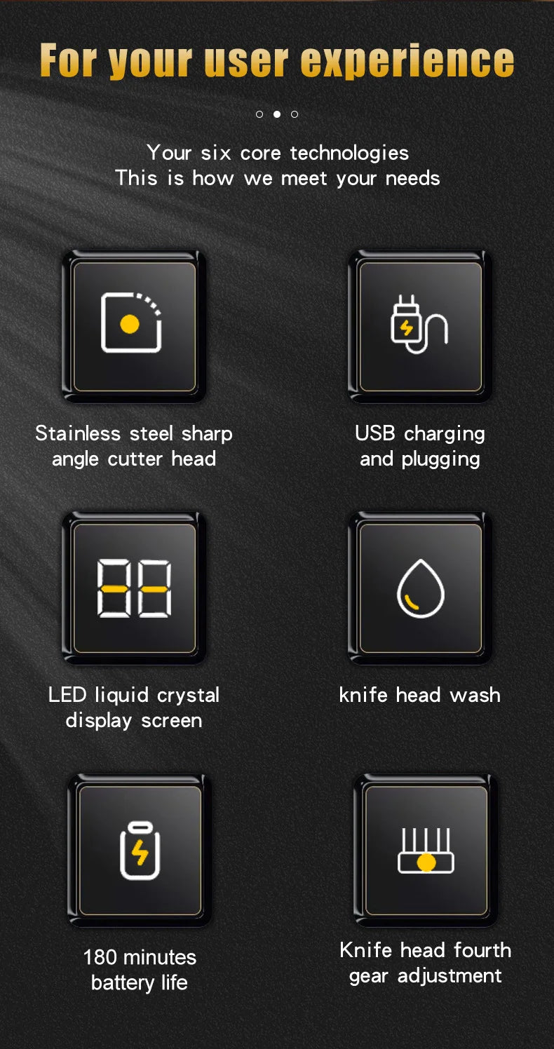 USB Rechargeable Hair Clippers for Men, Three-piece Set