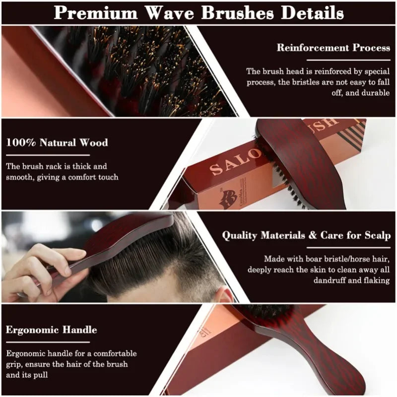 1pcs Wood Handle Brush Set Hard Boar Bristle
