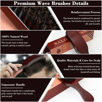 1pcs Wood Handle Brush Set Hard Boar Bristle