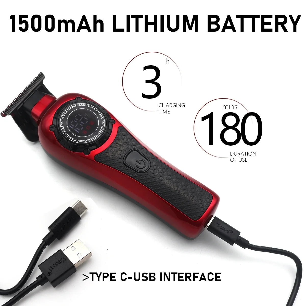 Kemei KM-999 Hair Trimmer for Men DLC T-Blade Zero Gapped