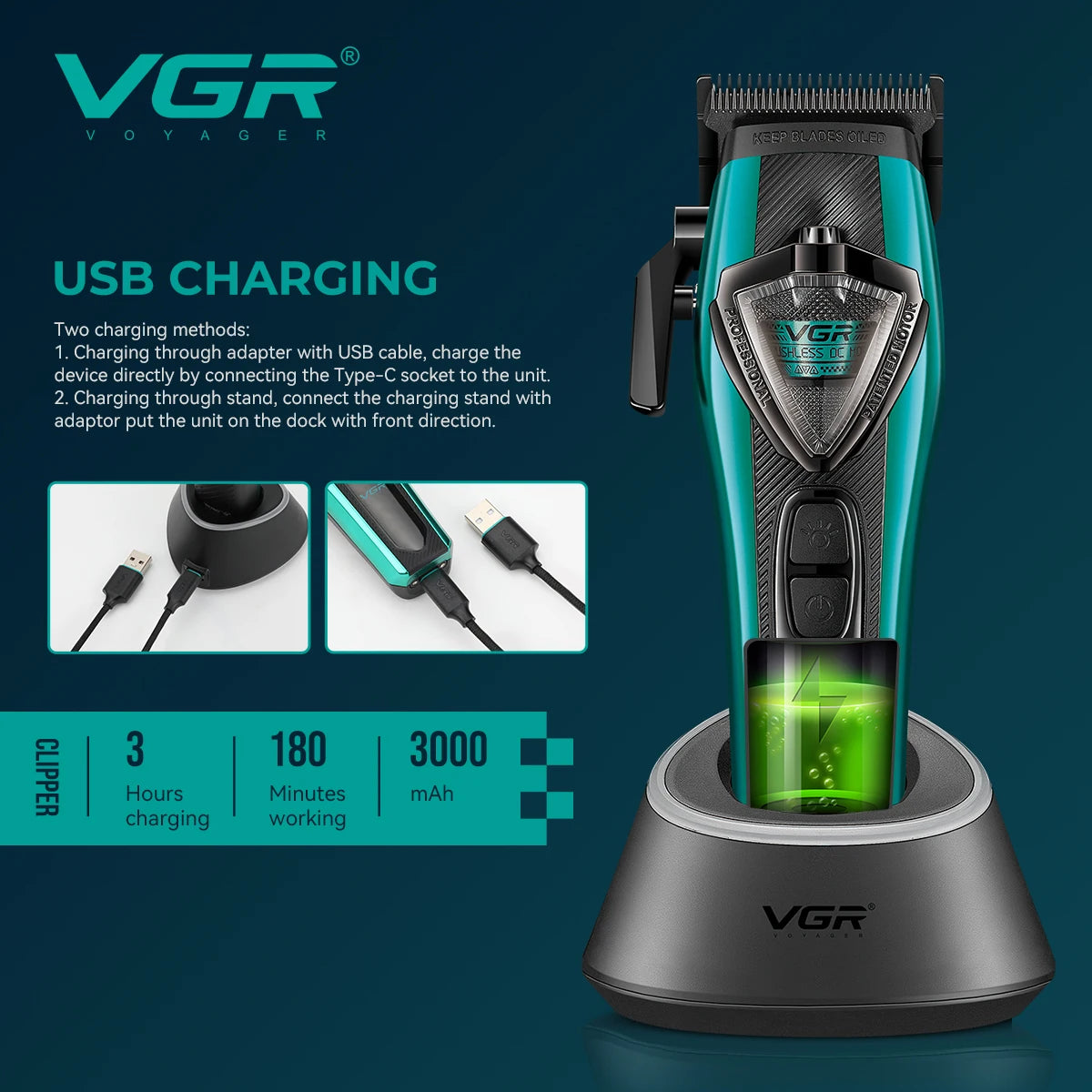 VGR Hair Trimmer Professional Hair Clipper for Men V-884