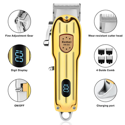 KEMEI Professional Men's Hair Clippers Zero Gapped Gold km-223