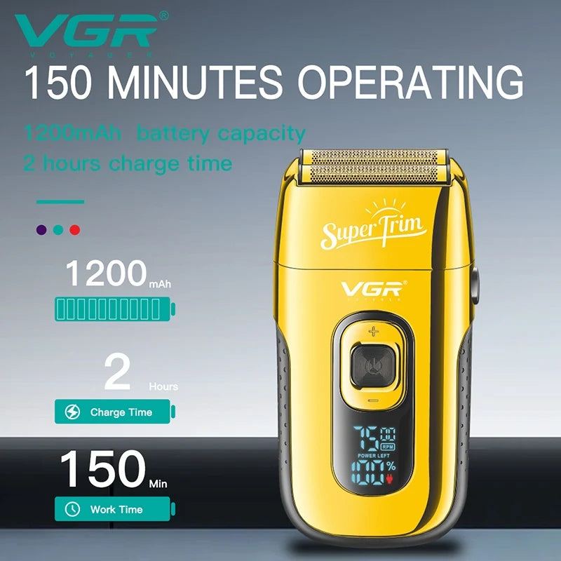 VGR Rechargeable 3-Speed Electric Shaver For Men Barber Hair Shaver