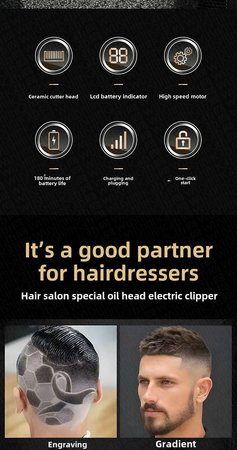 Hair Clipper Rechargeable Cordless Trimmer for Men Grooming