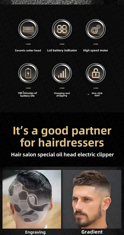 Hair Clipper Rechargeable Cordless Trimmer for Men Grooming