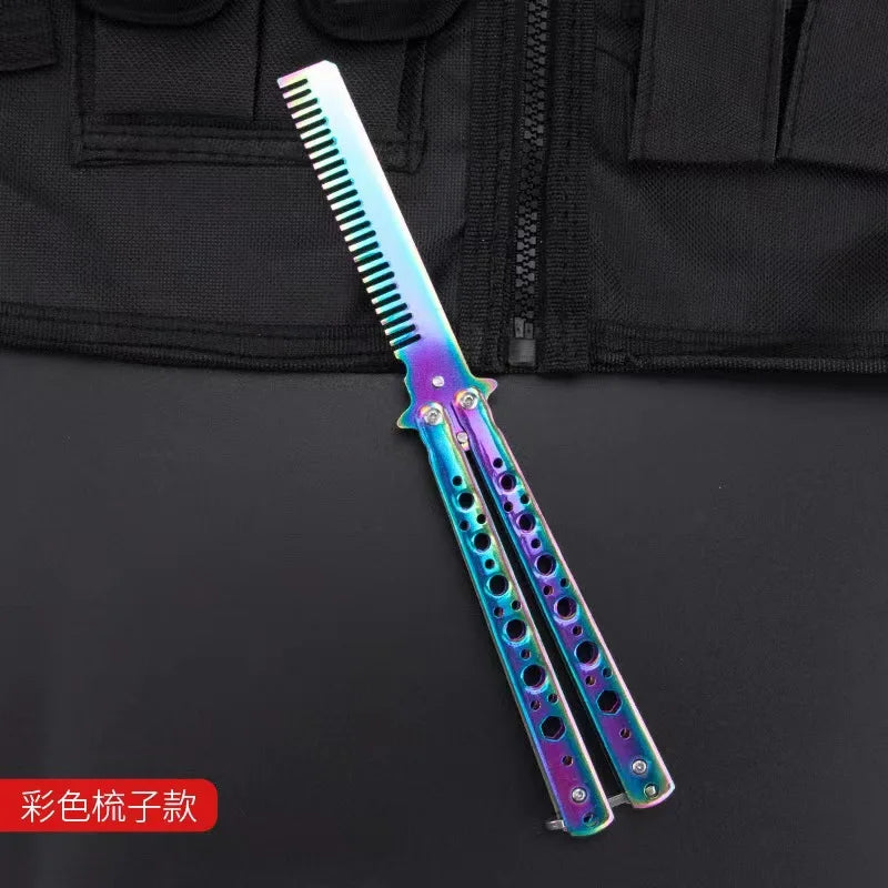 Professional stainless steel folding butterfly beard comb