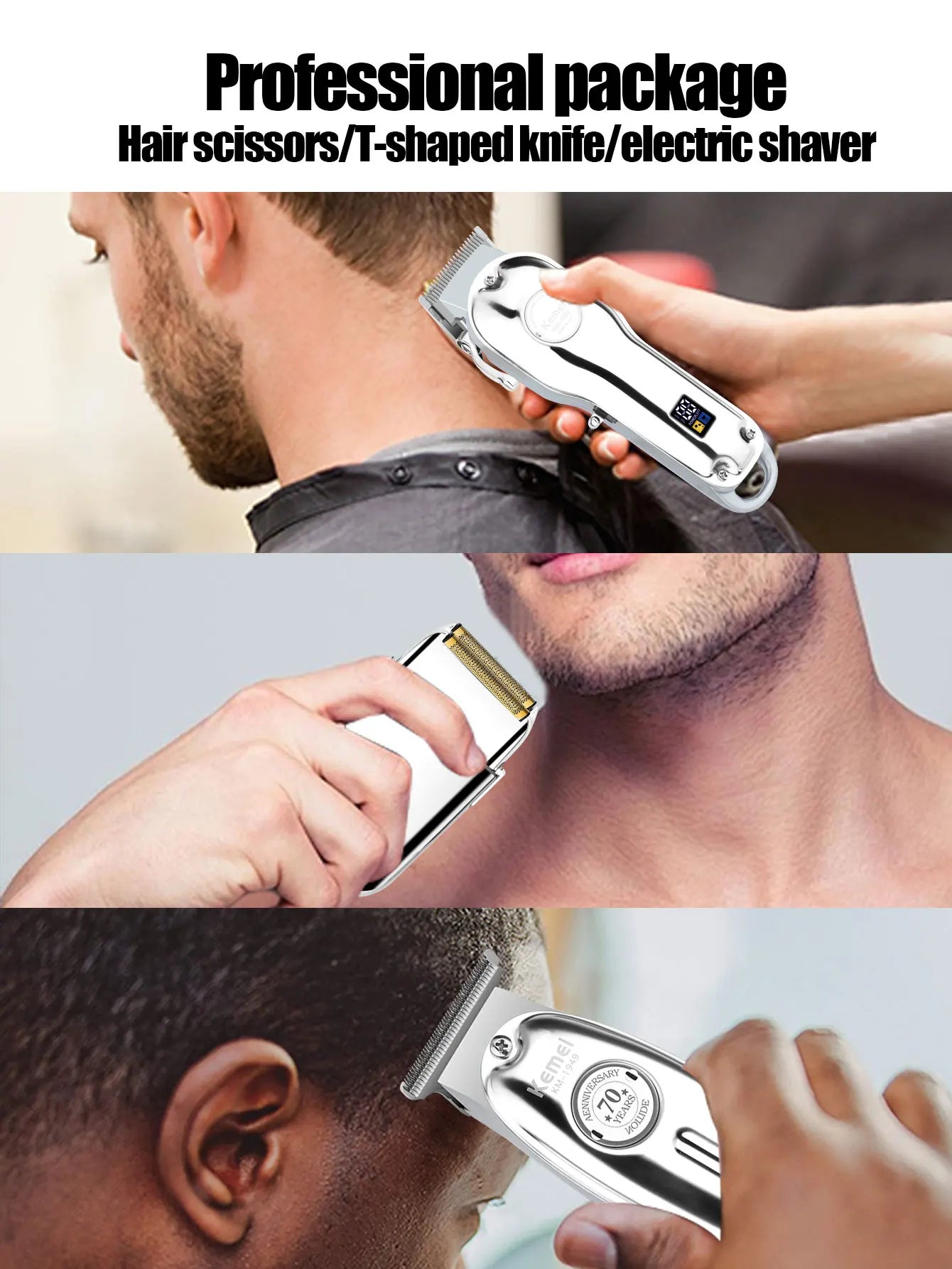 Kemei Professional Finishing Hair Clipper Kit Electric Cordless