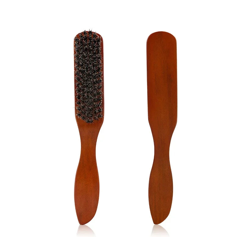 Men Beard Brush Natural Wood Handle Boar Bristle
