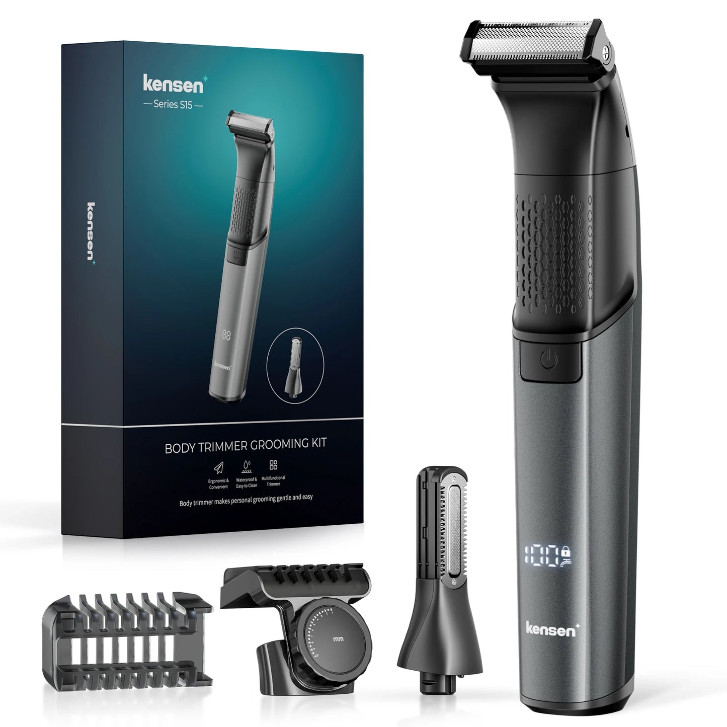 S15 Electric Tirmmer for Men Dual-sided Blade IPX6 Beard Trimmer