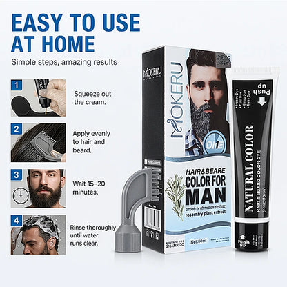 Beard and Hair Black Coloring Cream with Rosemary Extract