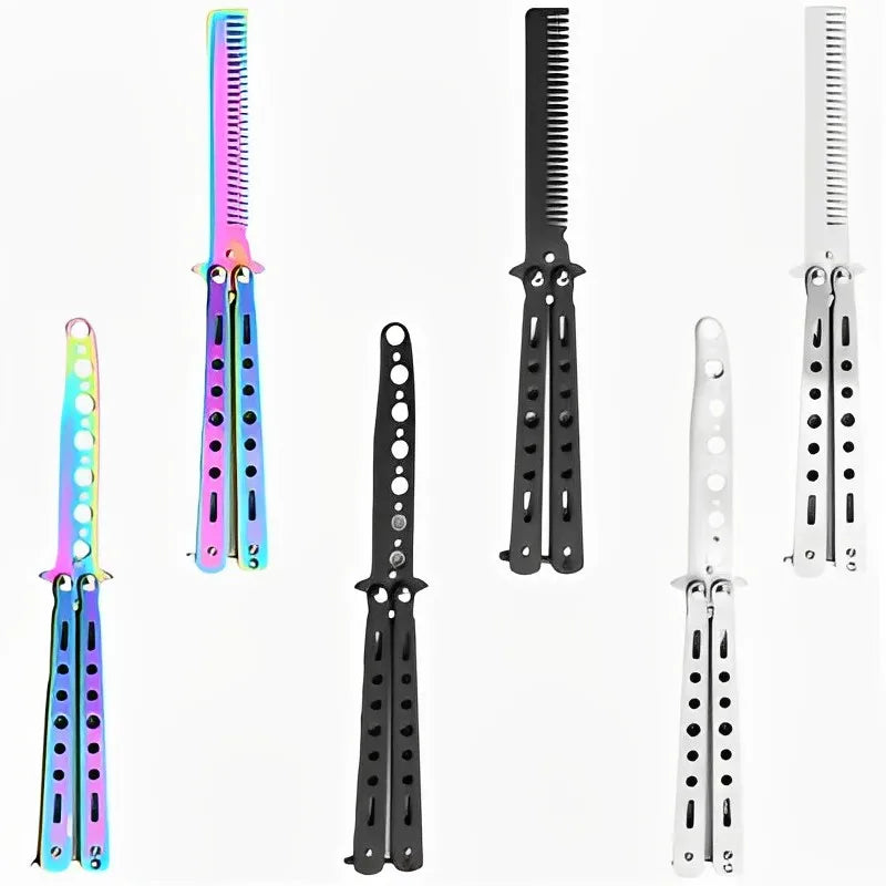 Foldable Comb Stainless Steel Practice Training Butterfly Comb