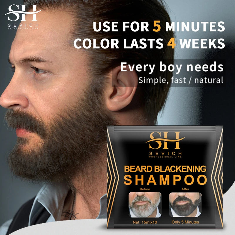 Sevich Instant Hair Dye Black Beard Shampoo Beard Paint