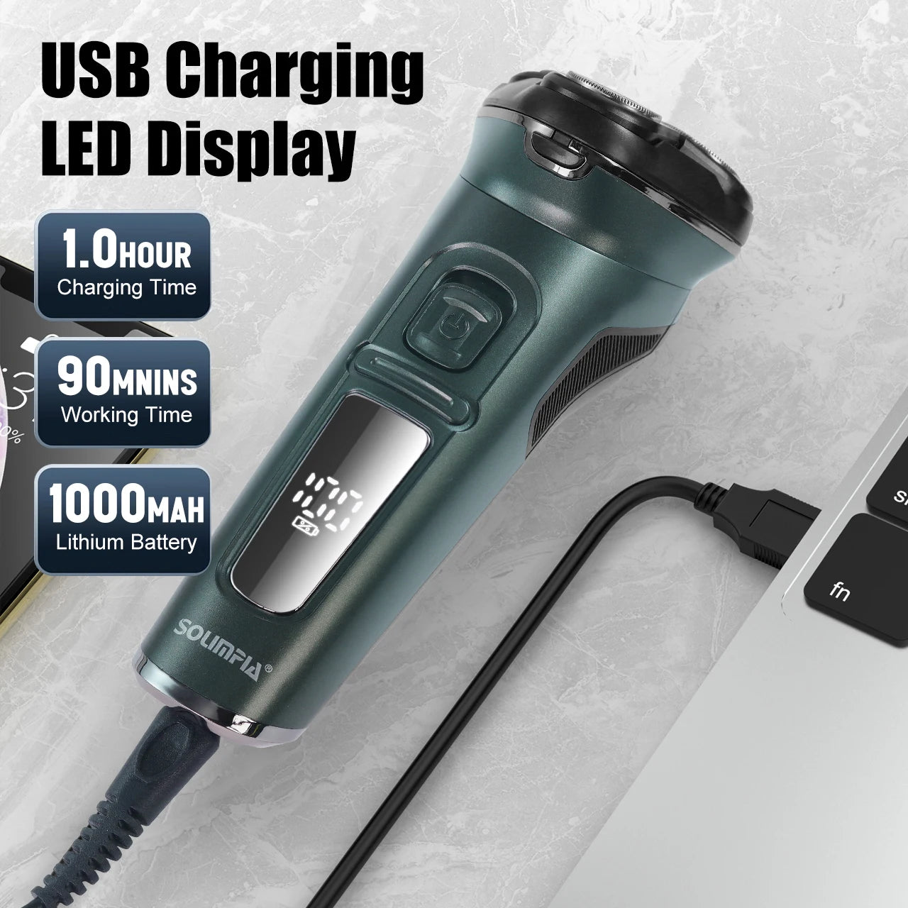 LCD Dislay Waterproof Electric Shaver For Men