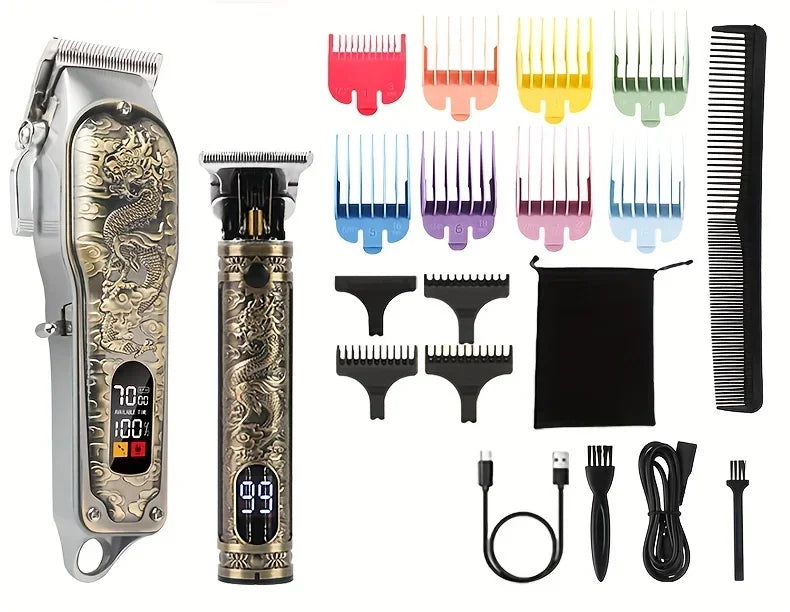 2pcs Set Professional Hair Clippers Set, Cordless Portable Electric Shaver