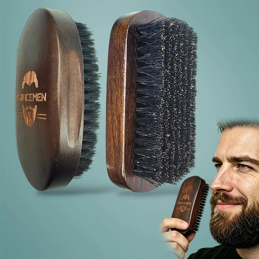 Premium Dark Retro Beard Brush Oval Facial Brush