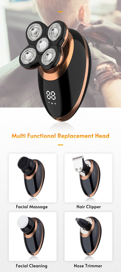 5 In 1 Electric Shaver For Men Bald Head Hair Clipper Nose Trimmer Razor
